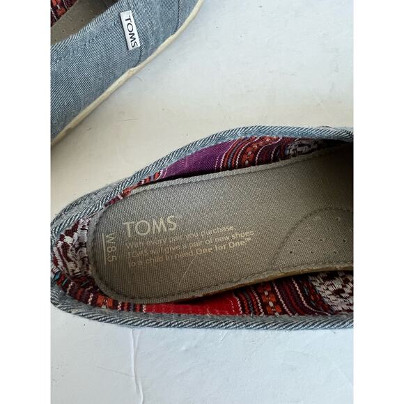 Toms Classic Alpargata Flat Shoes Blue Canvas Lightweight Slip On Loafer Sz 8.5 - Picture 5 of 10